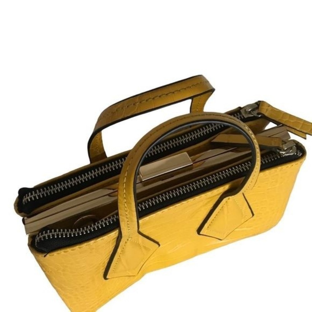 ZARA Bag Mini Shoulder/Hand Straps Yellow & Black Size 8”L x 3”W x 5”D - Picture 4 of 10